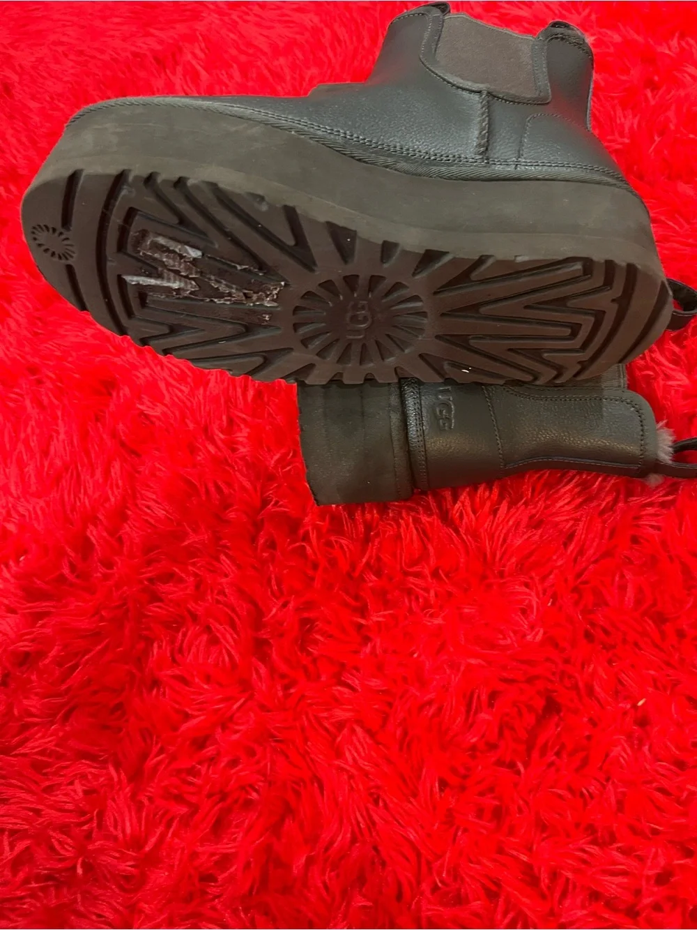 UGG Dark Green Leather Platform Chelsea Boots Size 8